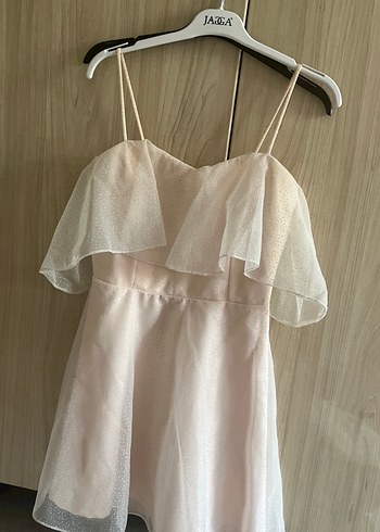 Mini Straplez Fırfırlı Abiye Elbise - Görsel 2