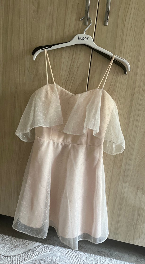 Mini Straplez Fırfırlı Abiye Elbise - Görsel 2