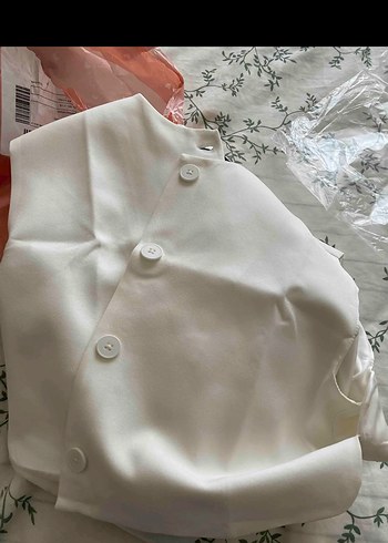 Ritnice Kadın Ekru Düğmeli Kolsuz Yelek - Görsel 5