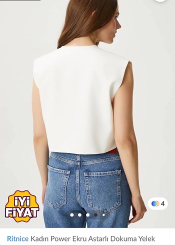 Ritnice Kadın Ekru Düğmeli Kolsuz Yelek - Görsel 3