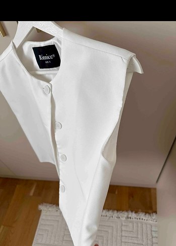 Ritnice Kadın Ekru Düğmeli Kolsuz Yelek - Görsel 4
