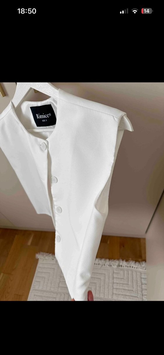 Ritnice Kadın Ekru Düğmeli Kolsuz Yelek - Görsel 4