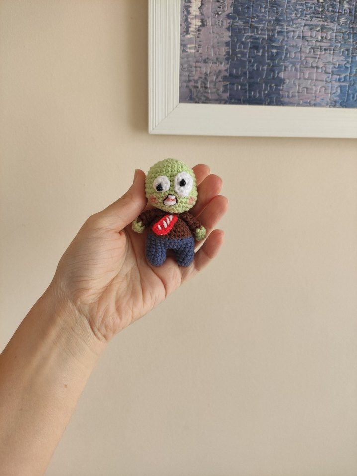 Zombi örgü anahtarlık Plants vs Zombies amigurumi halloween - Görsel 3