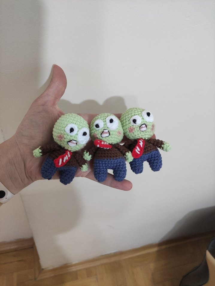 Zombi örgü anahtarlık Plants vs Zombies amigurumi halloween - Görsel 2