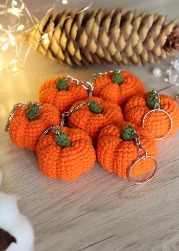 Sevimli bal kabağı örgü anahtarlık çanta süsü amigurumi - Görsel 5