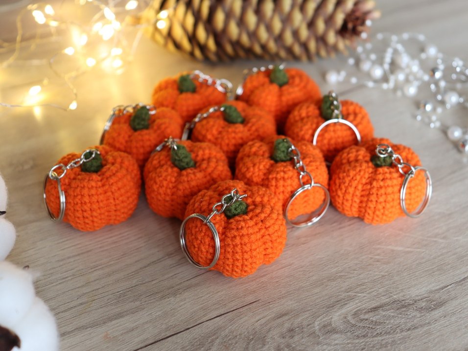 Sevimli bal kabağı örgü anahtarlık çanta süsü amigurumi - Görsel 4