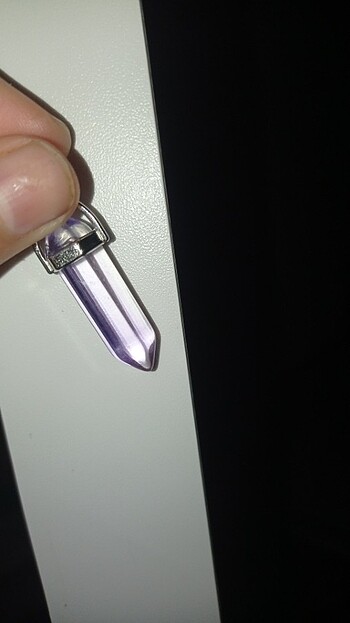 Şeffaf mor kolye ucu yanında zincir hediye - Görsel 3