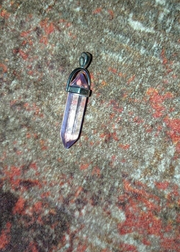 Şeffaf mor kolye ucu yanında zincir hediye - Görsel 2