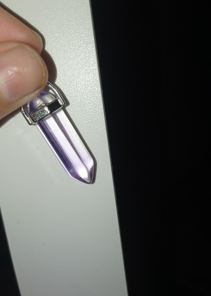 Şeffaf mor kolye ucu yanında zincir hediye - Görsel 3