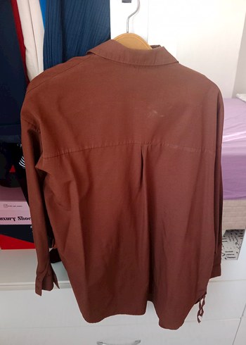 Düğmeli Kahverengi Kadın Gömlek - Görsel 2