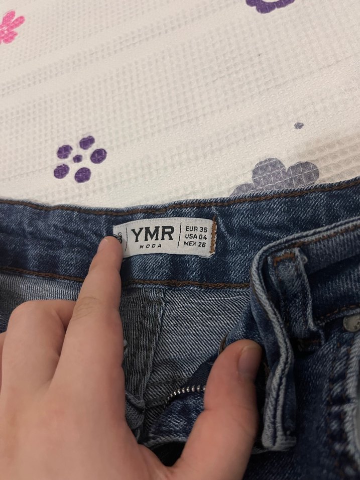 Kadın Mavi Bol Paça Midi Boy Kot Pantolon - Görsel 3