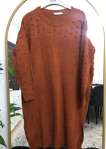 Kiremit  Uzun Kollu Triko Kadın Kazak - Görsel 2