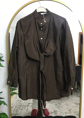 Kahverengi Kuşaklı Uzun Kadın Takım - Görsel 4