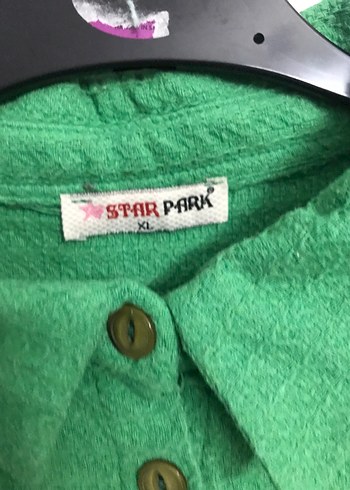 Yeşil Düğmeli Uzun Kollu Keten Gömlek - Görsel 2