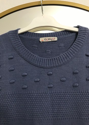 Uzun Kollu Gri Triko Kadın Kazak - Görsel 2