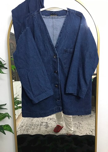 Kadın Lacivert Midi Denim Ceketli takım - Görsel 2