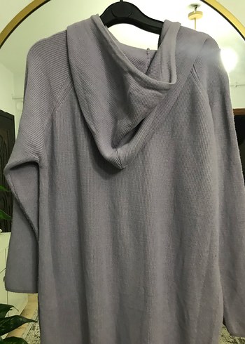 Lila Uzun Örme Kadın Sweatshirt - Görsel 3