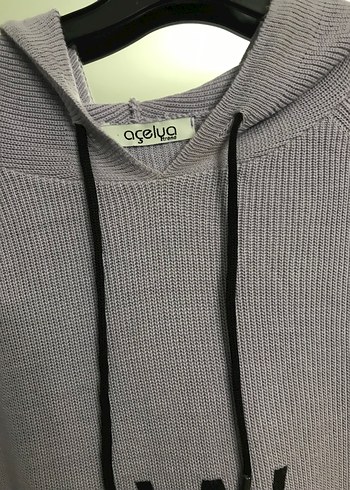 Lila Uzun Örme Kadın Sweatshirt - Görsel 2