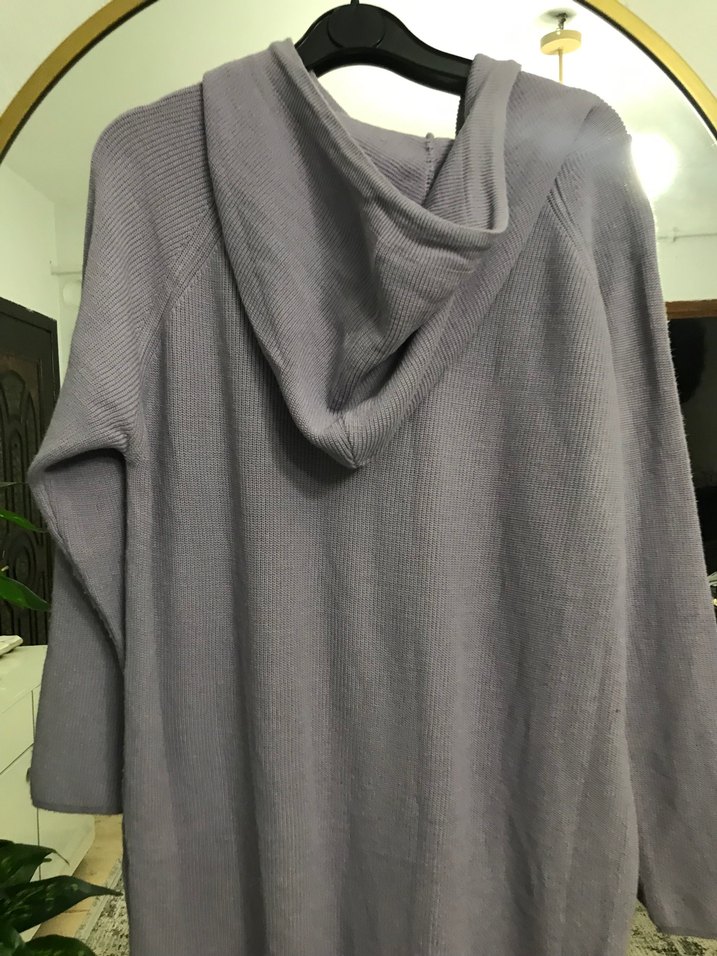 Lila Uzun Örme Kadın Sweatshirt - Görsel 3