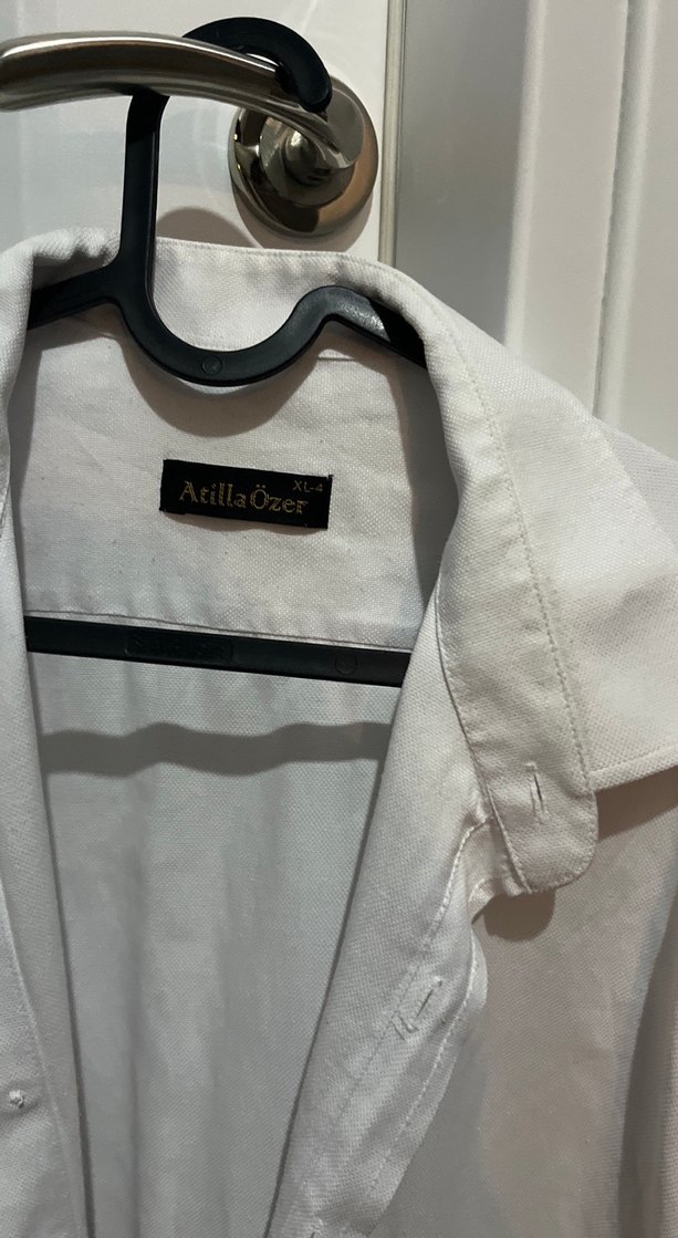 Erkek Beyaz Keten Düğmeli Gömlek - Görsel 2