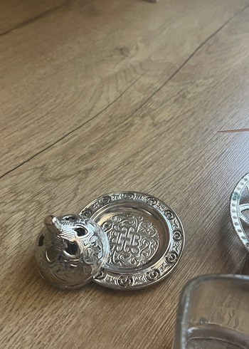 Bej Kurdeleli Gümüş Kapaklı Türk Kahvesi Fincanı - Görsel 5