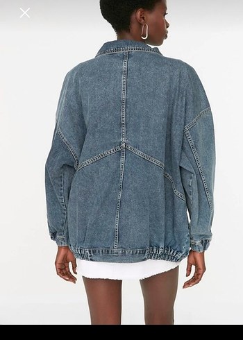 Trendyol & Milla Düğmeli Gri Mavi Denim Kadın Ceket