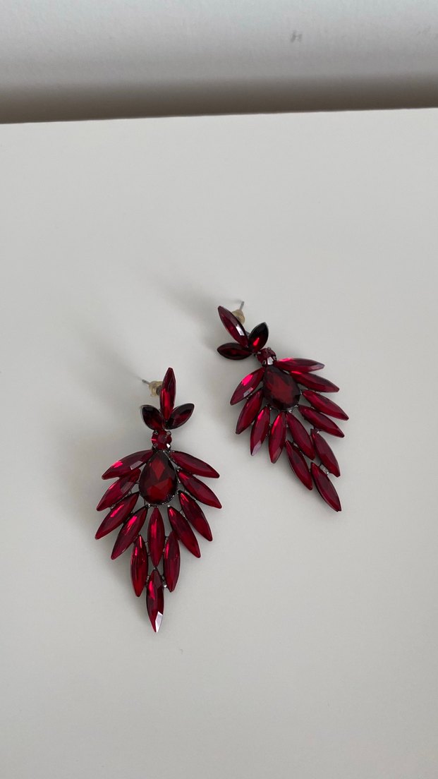 Kırmızı İşlemeli Midi Küpe kınası - Görsel 2