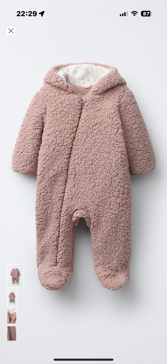 Kürklü Bebek Kız Tulumu, Bej - Görsel 2