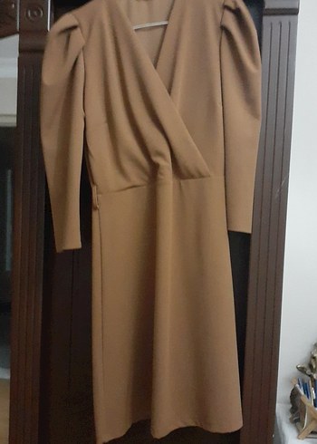 camel Drapeli fakir kol Kadın elbisesi kemeri mevcut