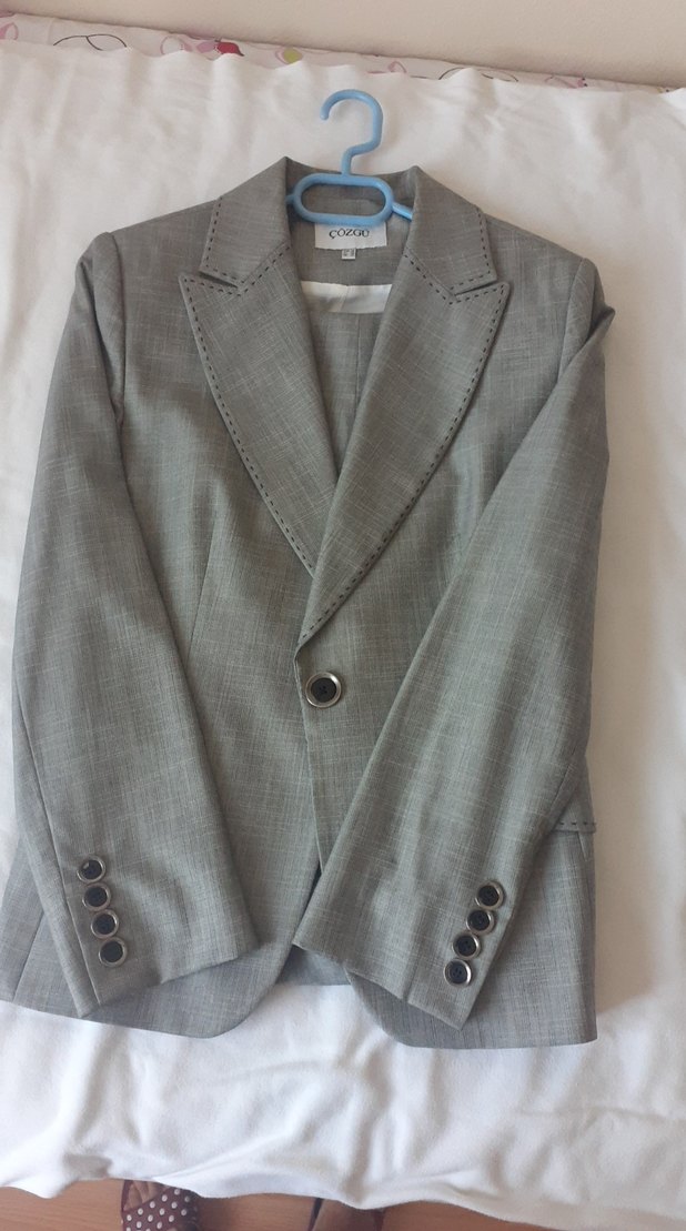 gri renkte bayan takim elbise ofis icin uygun 38 beden - Görsel 2