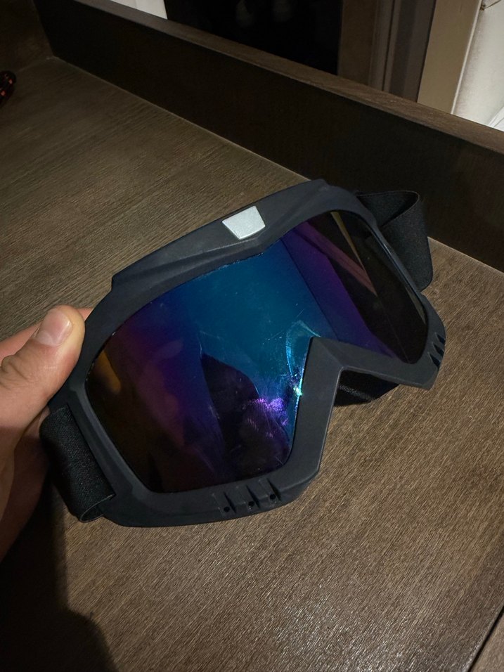 Siyah Erkek Kayak Gözlüğü, Biker Stil, Cırt Cırtlı - Görsel 2