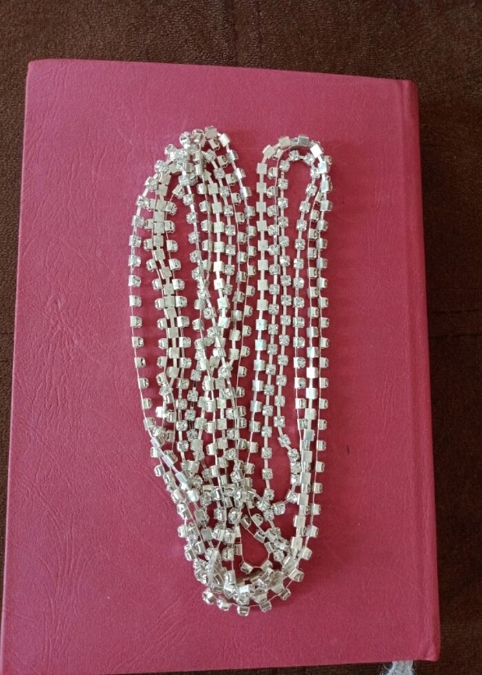 2.66 m.Kaliteli Kristal Taşlı Zincir. - Görsel 4
