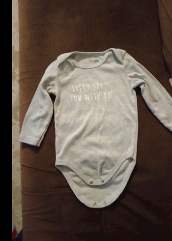 Hello Baby 2 Yaş.Gri Uzun Kollu Bebek Body.Çıtçıtlı. - Görsel 2