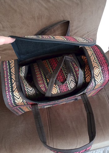 (0) Yeni İthal 3'lü Kumaş,Desenli Çanta. - Görsel 3