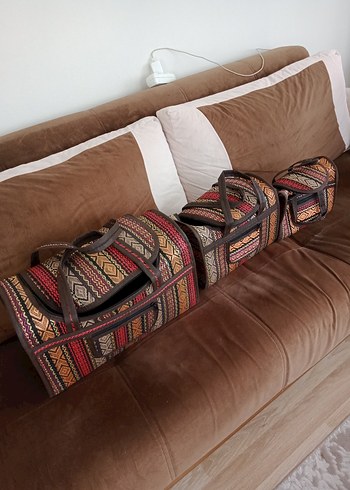 (0) Yeni İthal 3'lü Kumaş,Desenli Çanta. - Görsel 14