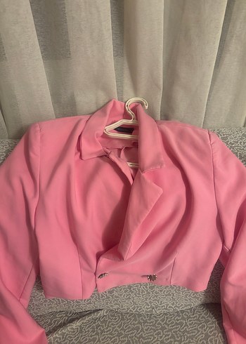 Pembe Düğmeli Kadın Blazer Ceket - Görsel 4