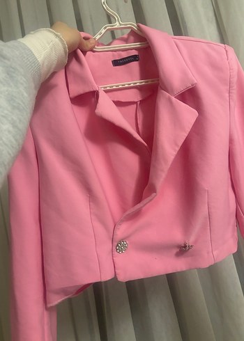 Pembe Düğmeli Kadın Blazer Ceket - Görsel 2