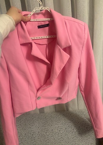 Pembe Düğmeli Kadın Blazer Ceket - Görsel 3