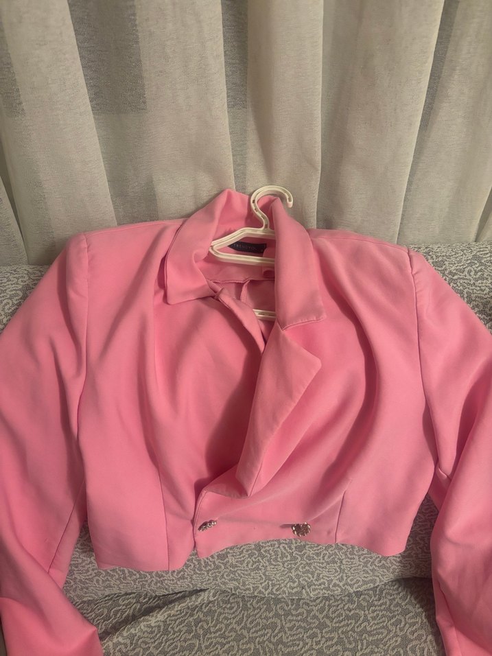 Pembe Düğmeli Kadın Blazer Ceket - Görsel 4