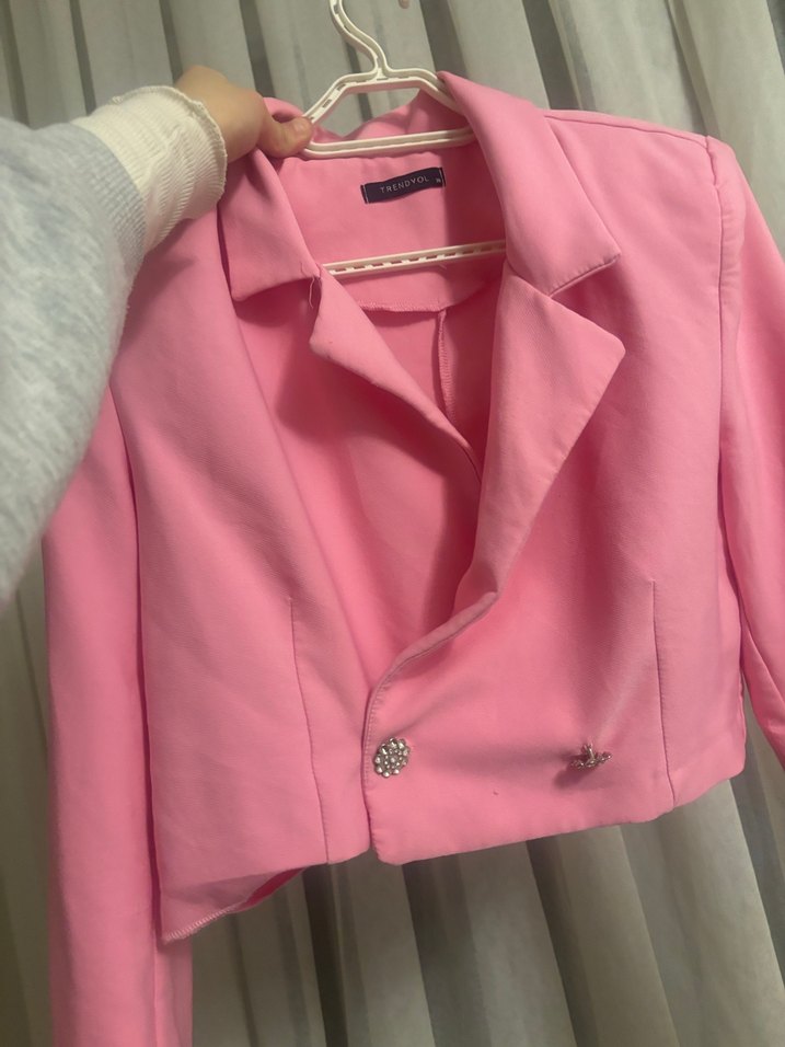 Pembe Düğmeli Kadın Blazer Ceket - Görsel 2