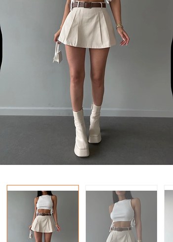 Bej Mini Şort etek - Görsel 4