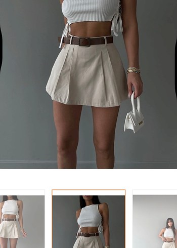 Bej Mini Şort etek - Görsel 3