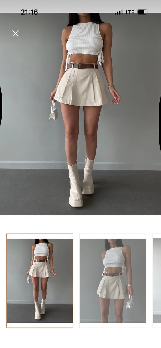 Bej Mini Şort etek - Görsel 4