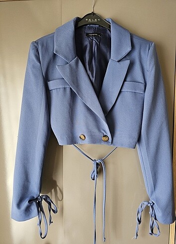 Trendyol & Milla Mavi Crop Blazer ceket