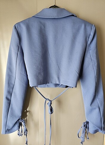 xs Beden Mavi Crop Blazer ceket
