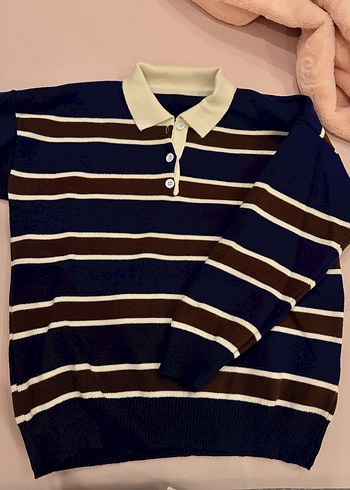 Çizgili Triko Kazak - Görsel 2