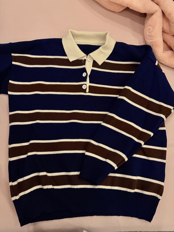 Çizgili Triko Kazak - Görsel 2