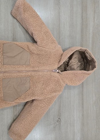 erkek Çocuk Kapüşonlu Bej Peluş mont 18-24 Ay 92cm - Görsel 2