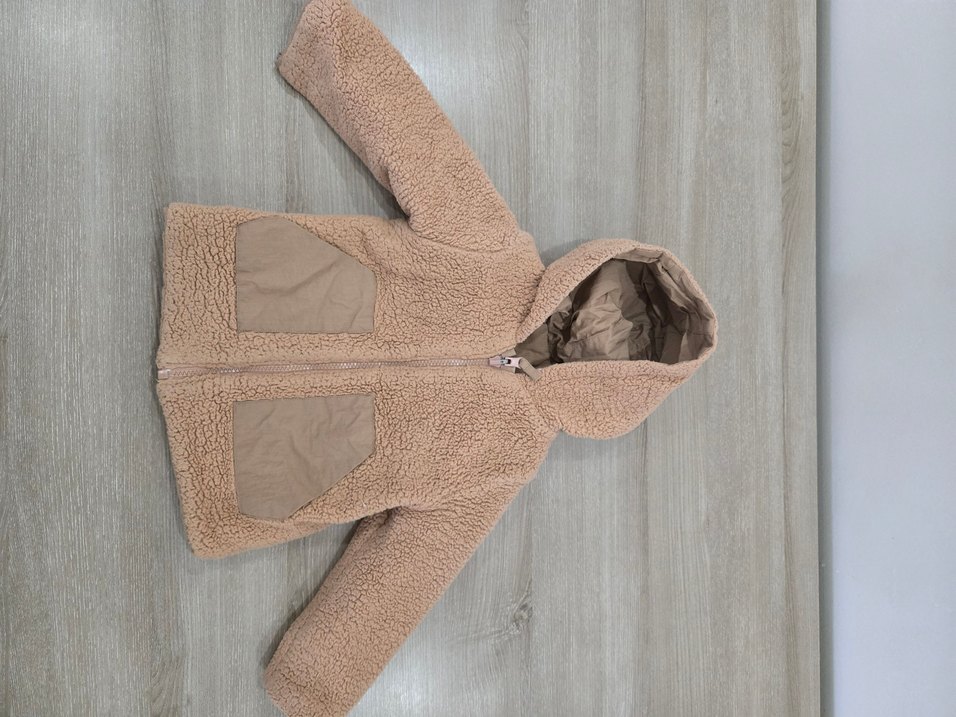 erkek Çocuk Kapüşonlu Bej Peluş mont 18-24 Ay 92cm - Görsel 2