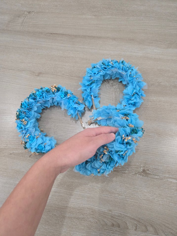 3 adet Mavi Fırfırlı Bohem Saç Aksesuarı - Görsel 2